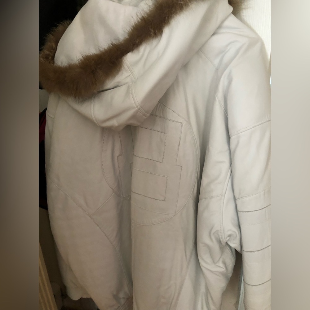 White 8-ball leather Coat